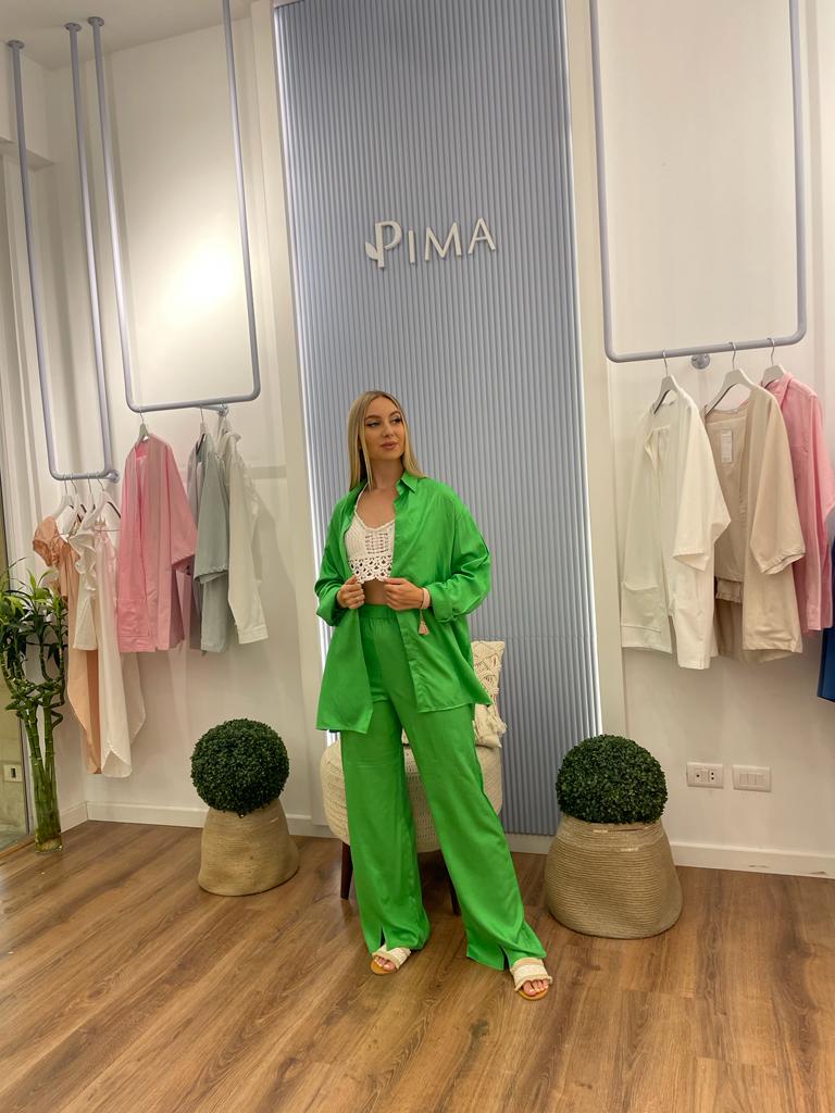 All Green Linen Set