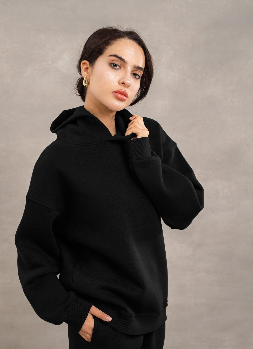 S-Basic Fleece Hoodie In Black