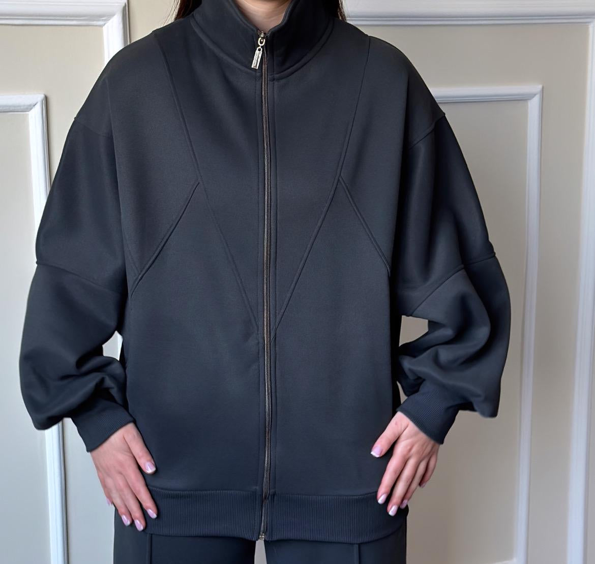 Soft Bomber Hooded Jacket In Dark Grey