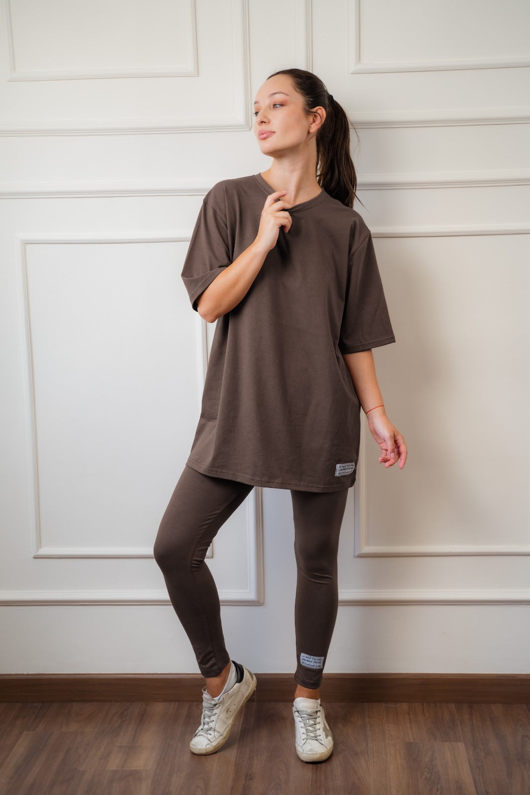 Cotton Legging Set In Dark Brown