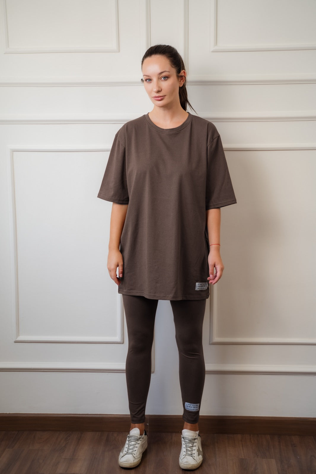 Cotton Legging Set In Dark Brown