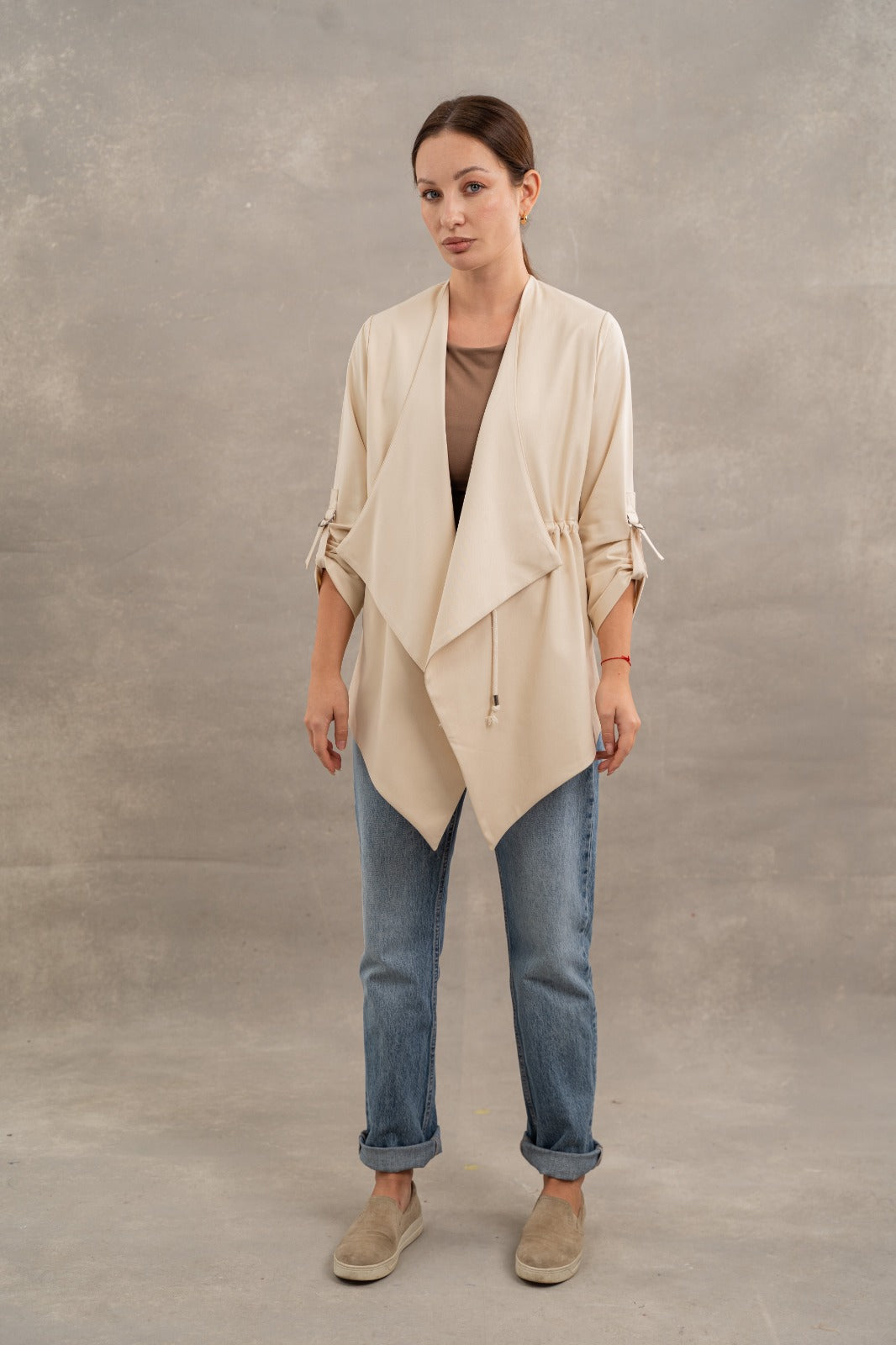 Summer Belted Jacket In Beige