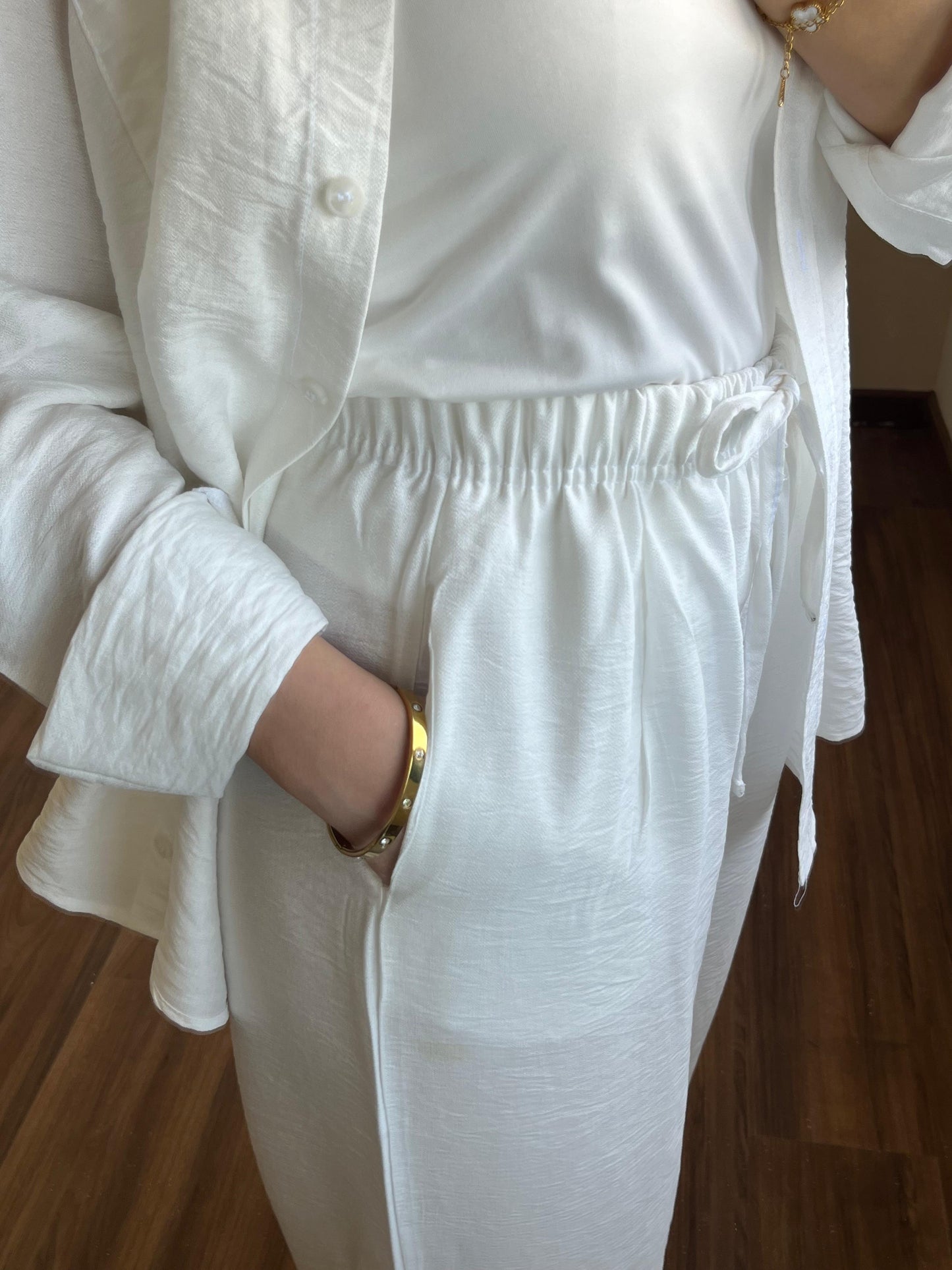 Shirt With Wide Leg Trousers set | White