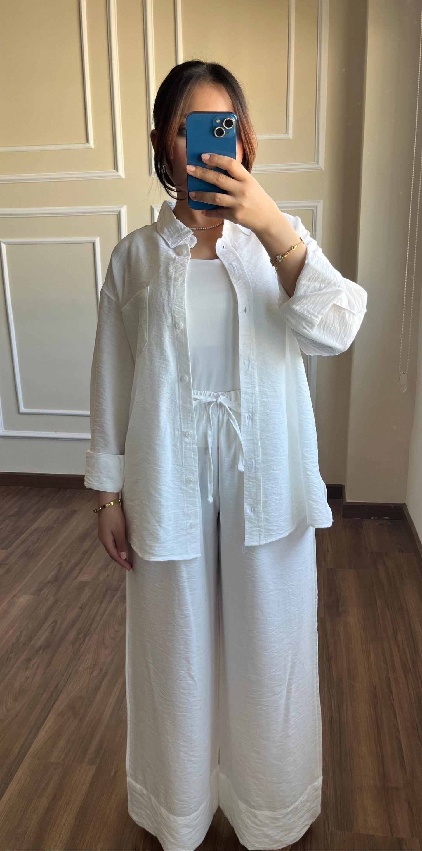 Shirt With Wide Leg Trousers set | White