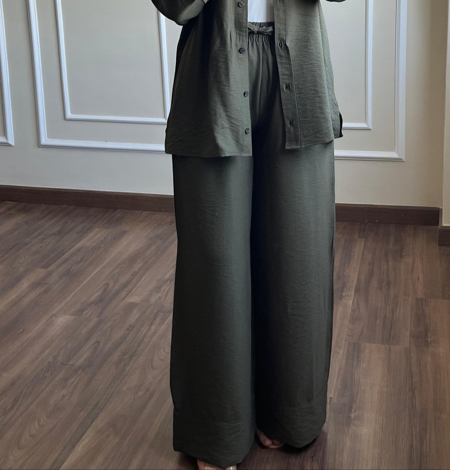 Wide Leg Trousers| Olive