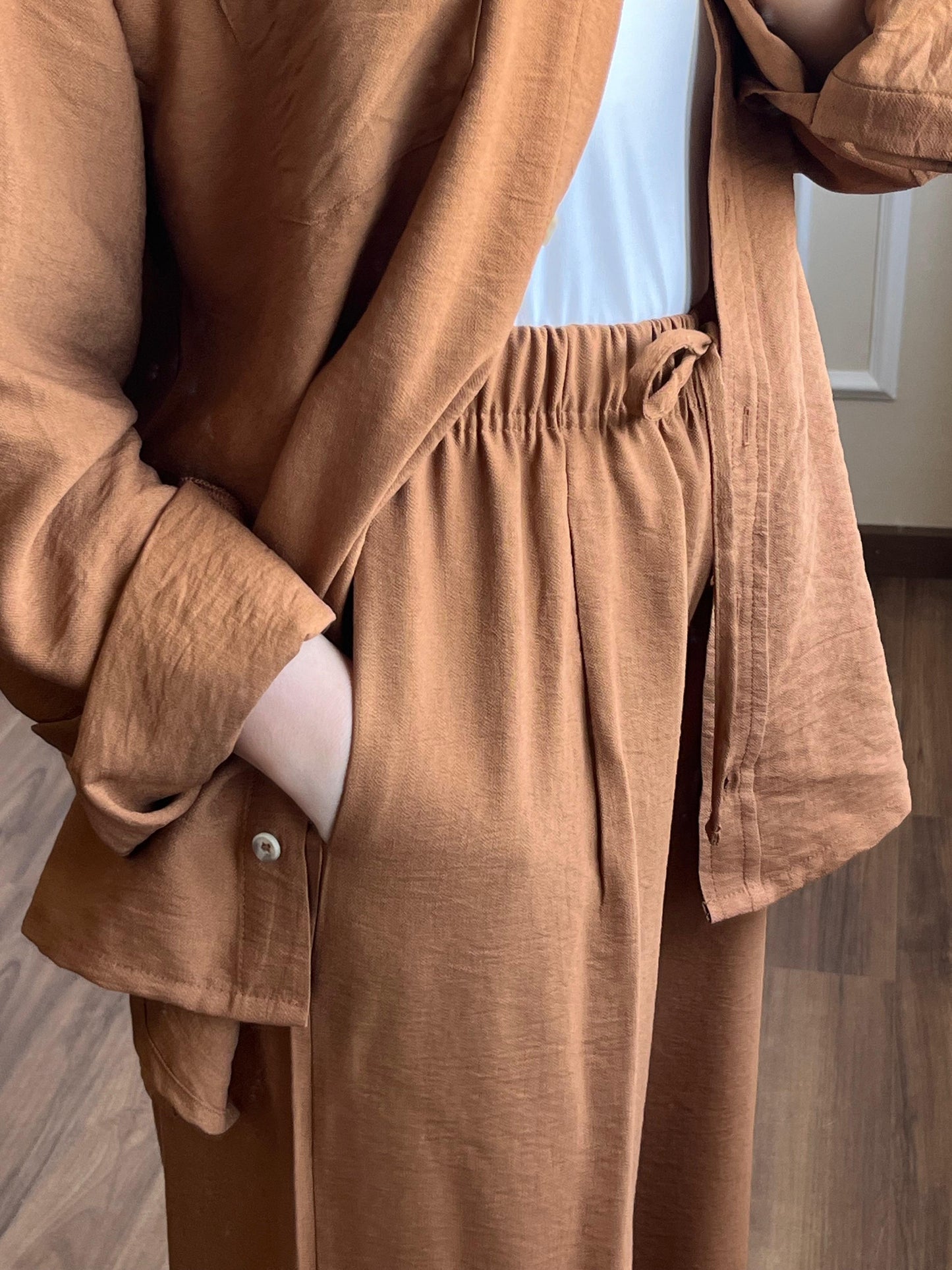 Shirt With Wide Leg Trousers set | Brown
