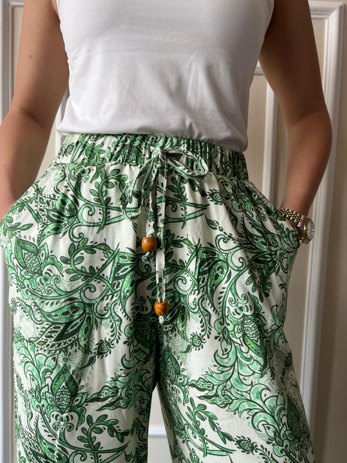 Printed Viscose Pant | Green