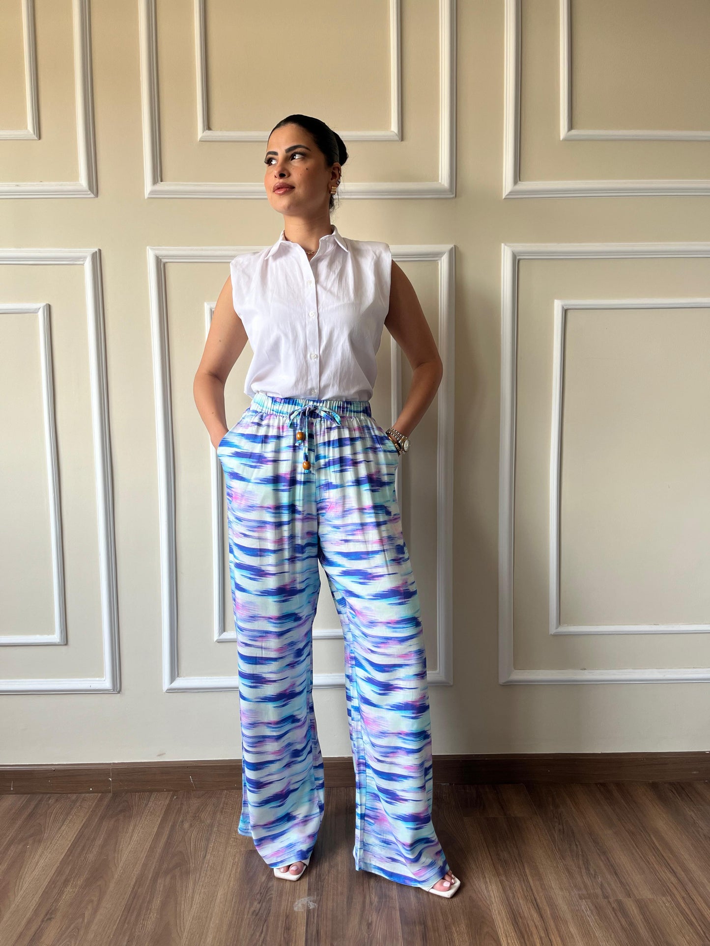 Printed Viscose Pant | Blue