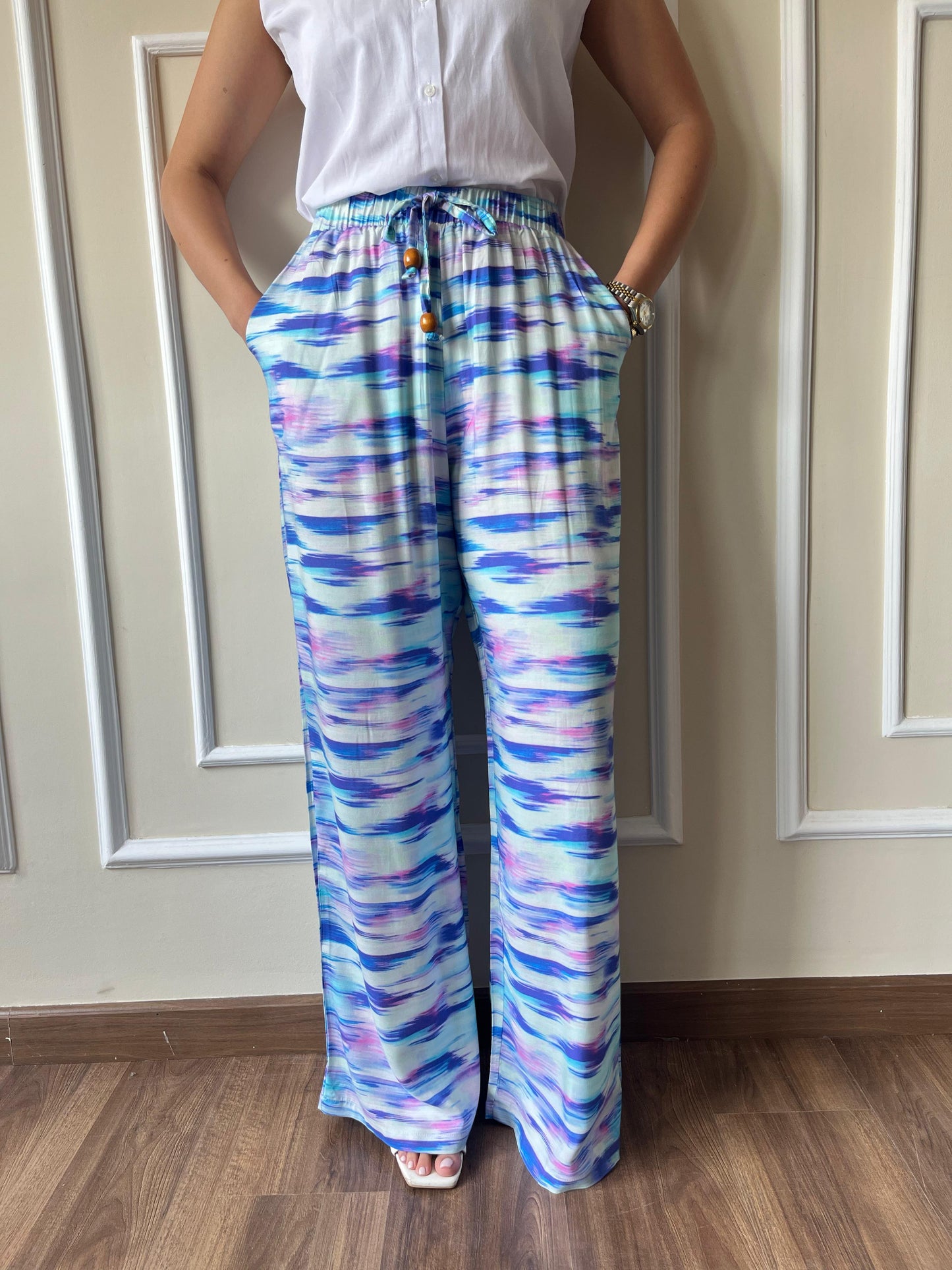 Printed Viscose Pant | Blue