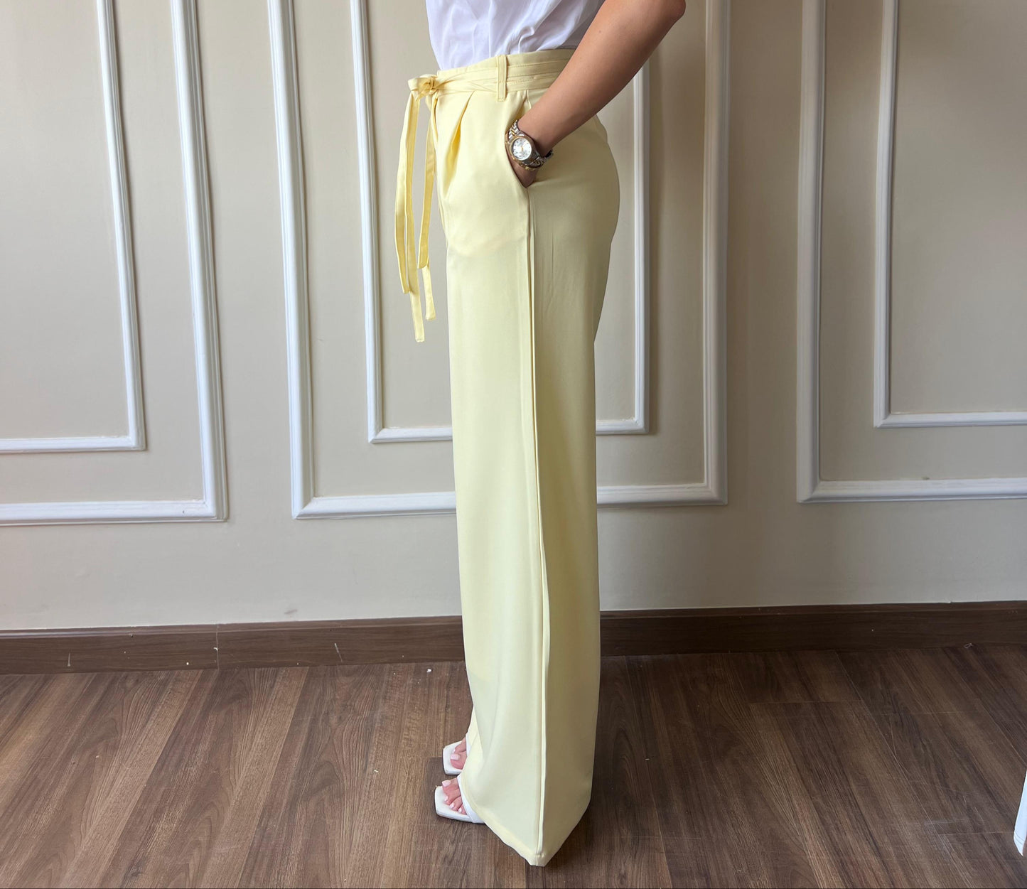 Double Belts Trousers| Yellow