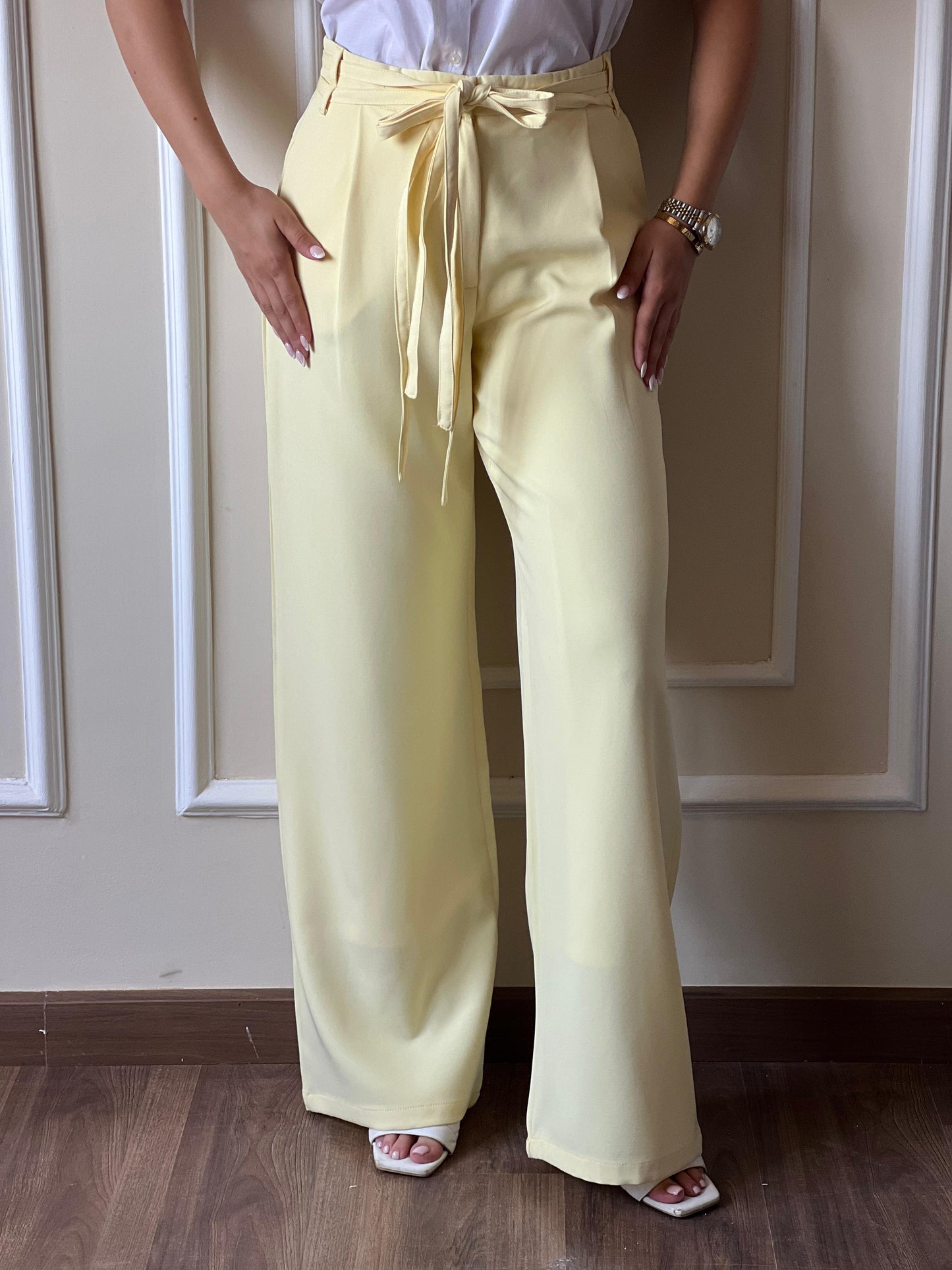 Double Belts Trousers| Yellow
