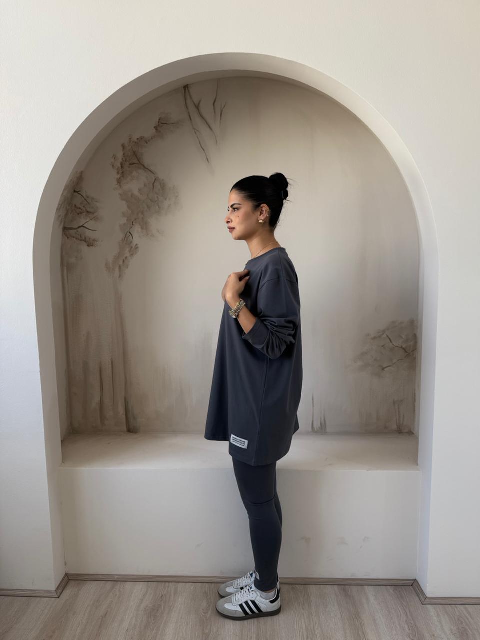Long Sleeves Cotton Grey Legging Set