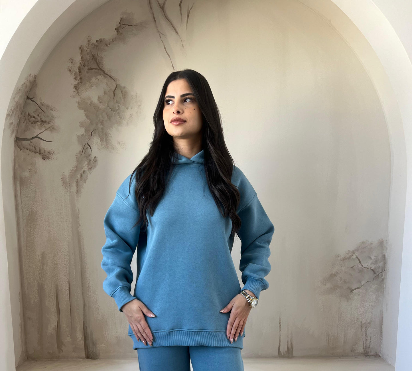 Basic Fleece Hoodie | Stone Blue