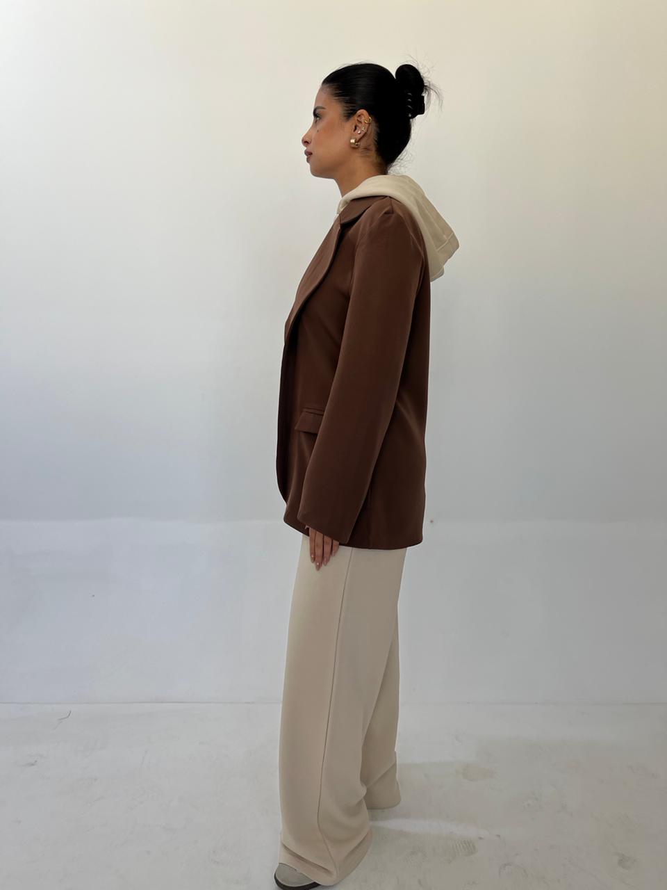 Blazer With Hoodie In Brown