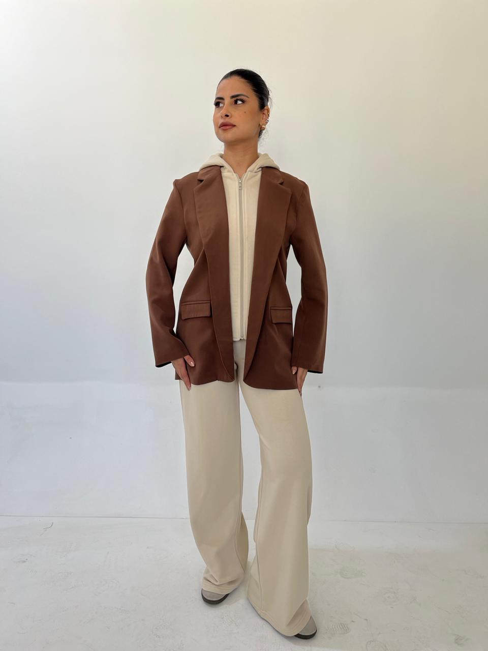 Blazer With Hoodie In Brown