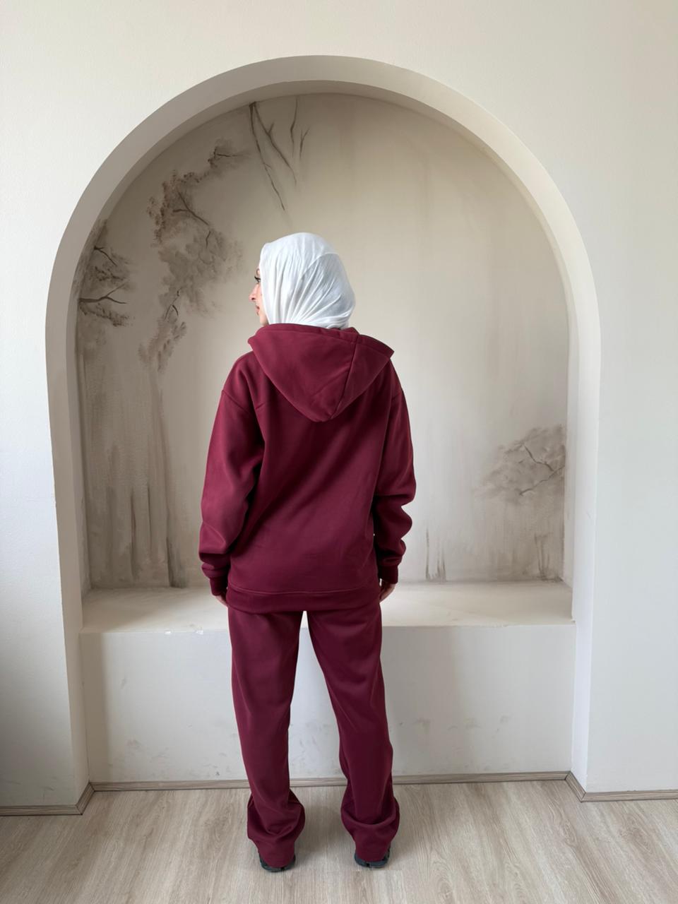 Full Zip Hoodie Set | Burgundy