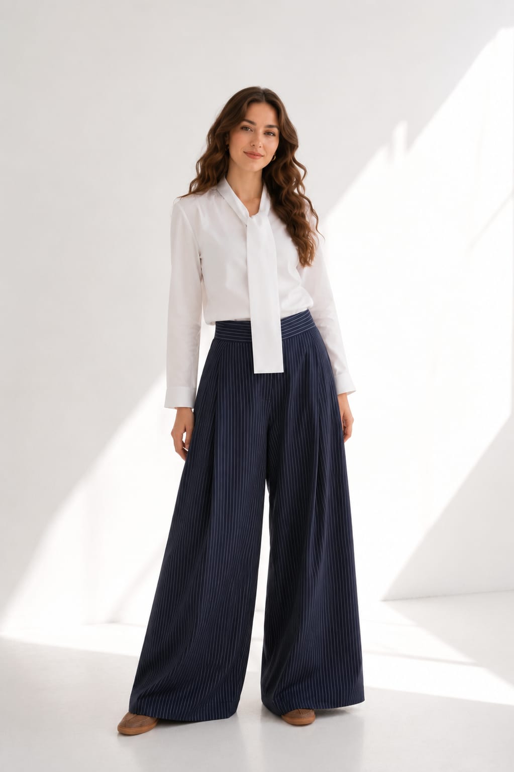 Pleated Striped Trousers