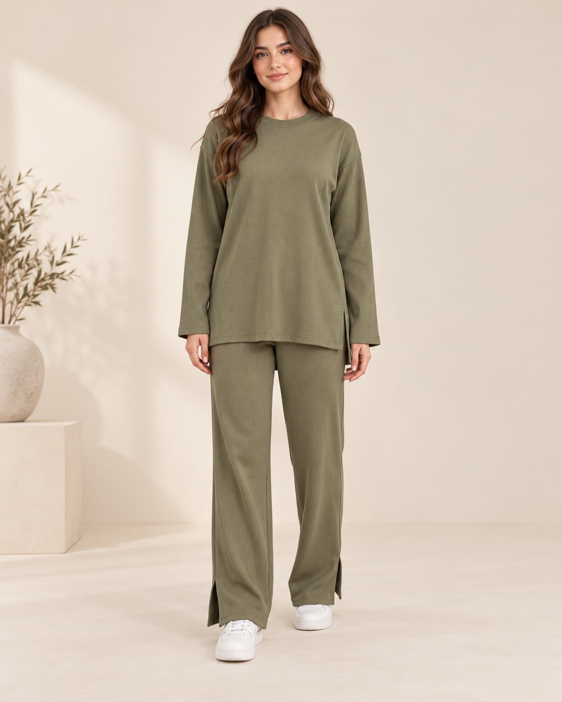 Ribbed Side Slit Set