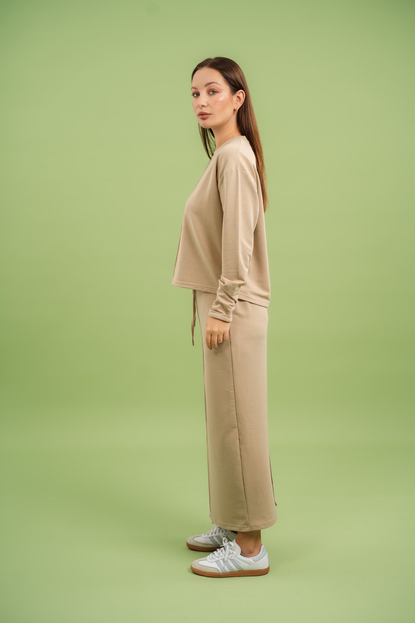 Pencil Skirt Set In Beige