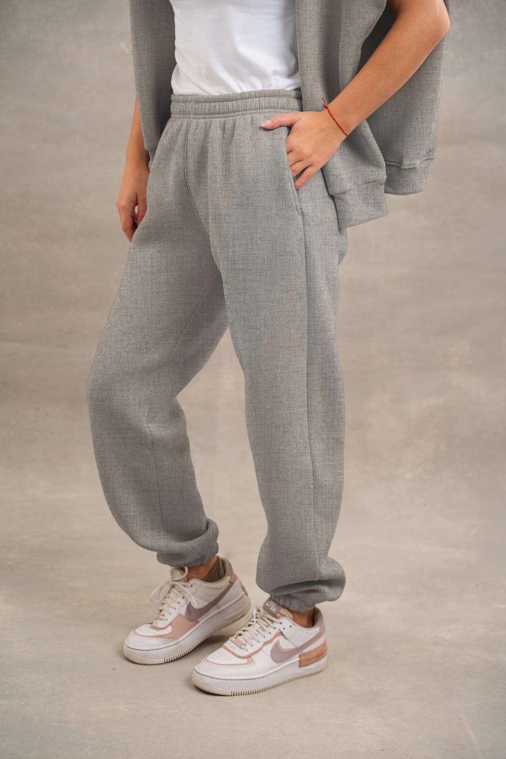 Elastic Waist Joggers In Gray