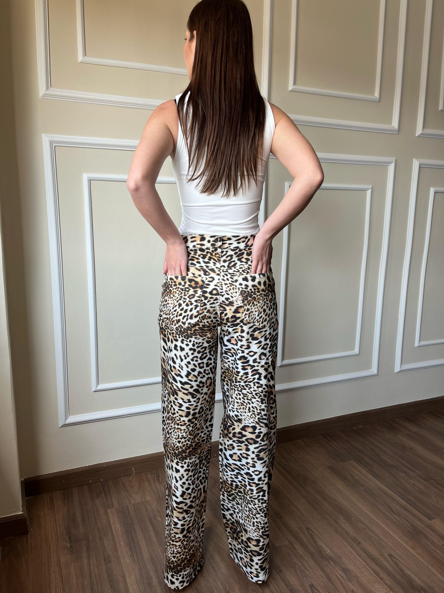 Tiger Print Gabardine Pants