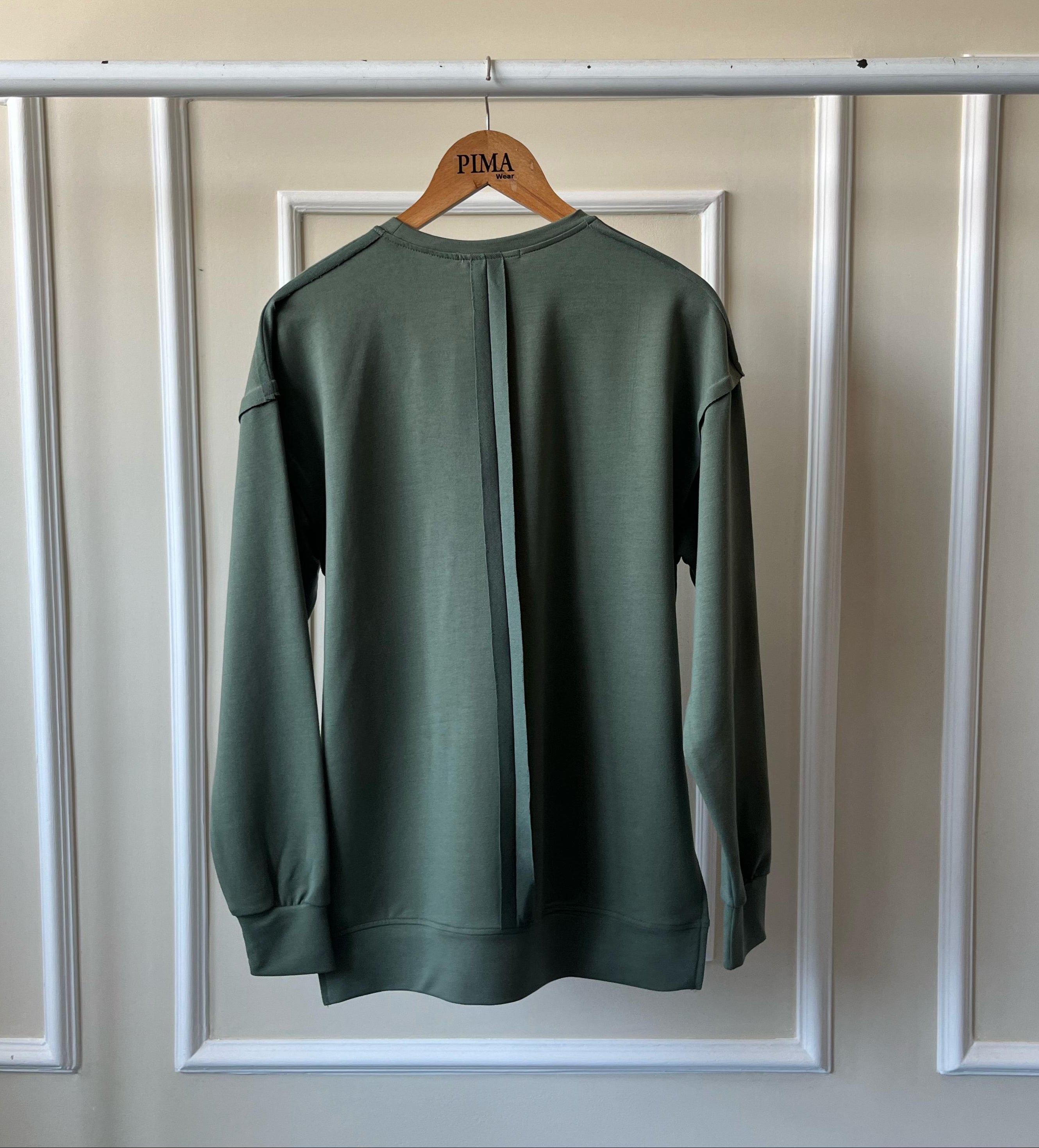 Raw Edge Sweetshirt In Olive