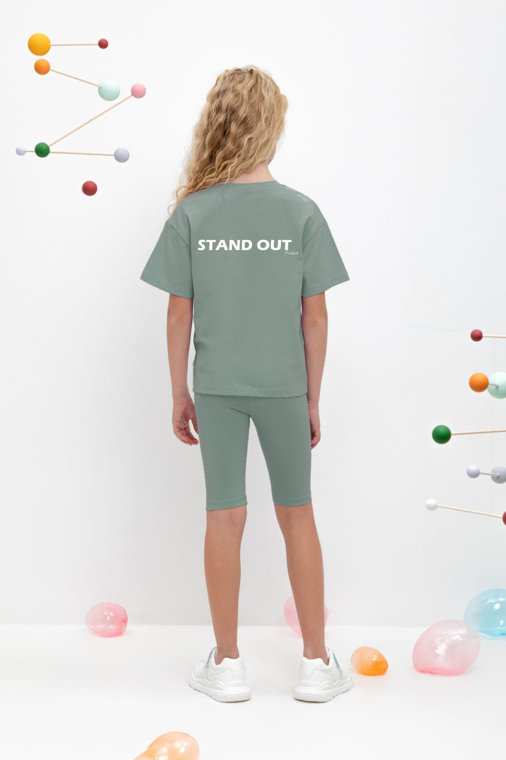 Biker Shorts Set In Mint Green