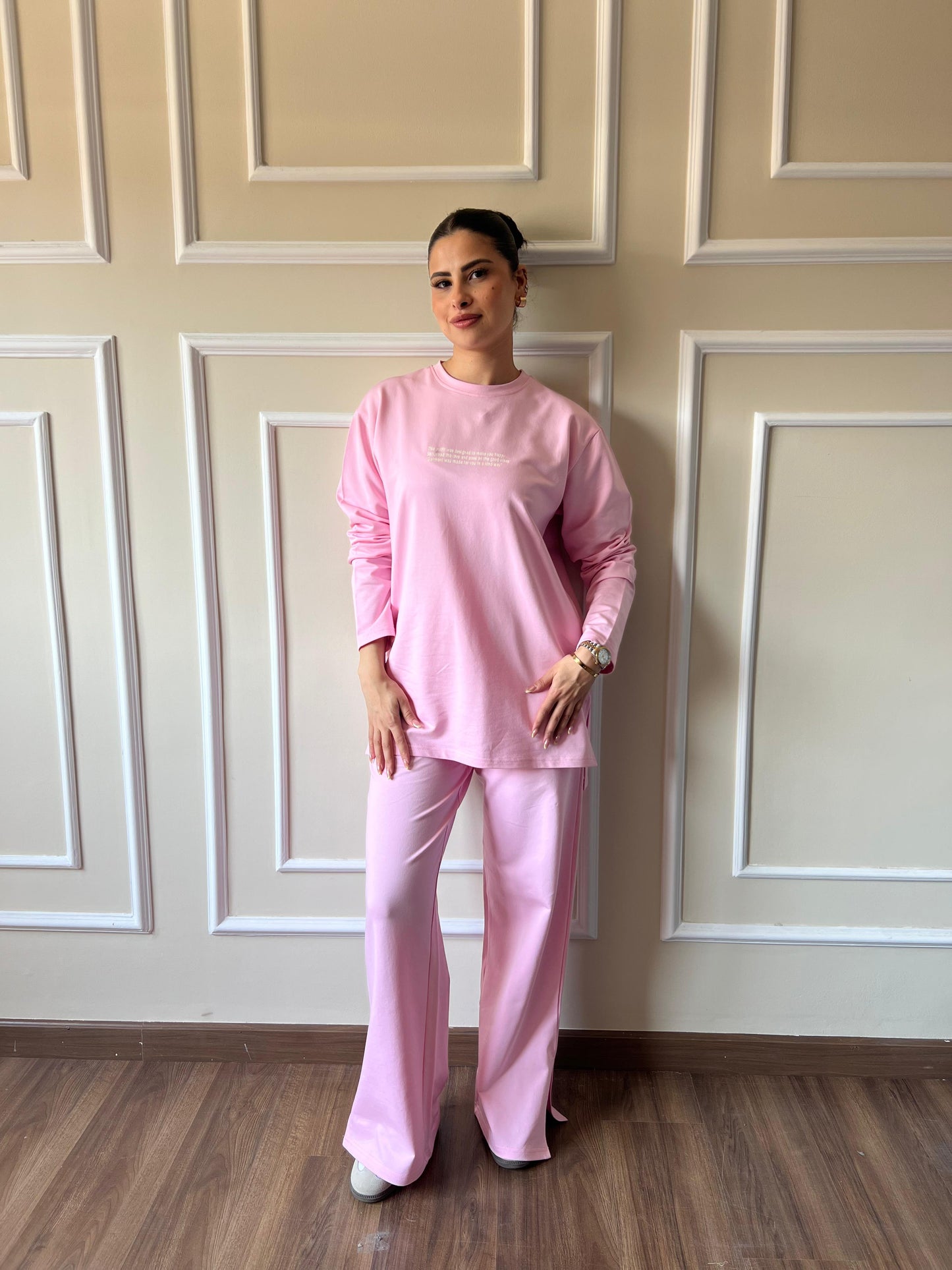 Long Sleeves Cotton Everyday Tracksuit I Baby PinK