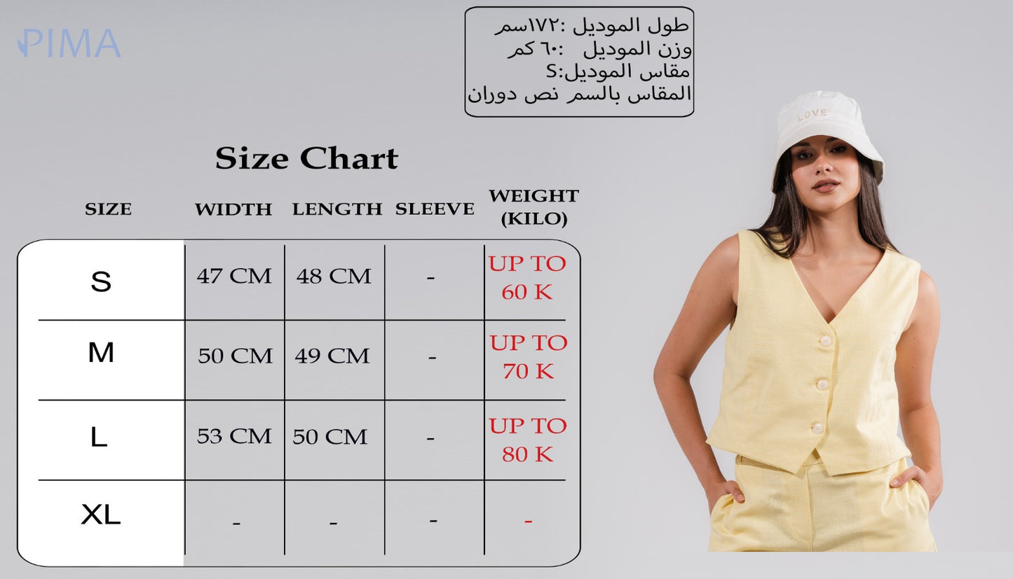 Linen Vest In Yellow