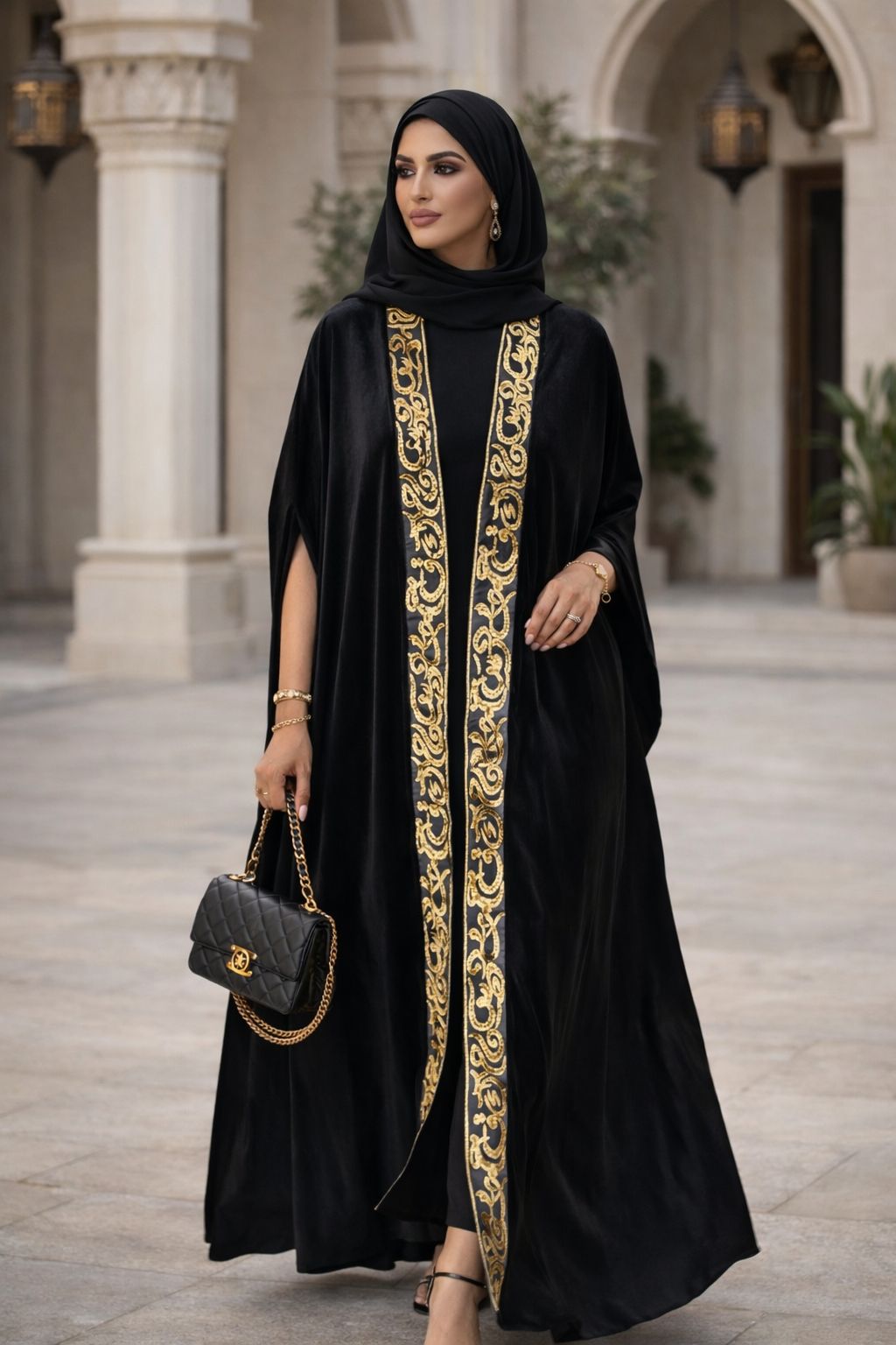 Arabic Calligraphy Velvet Abaya