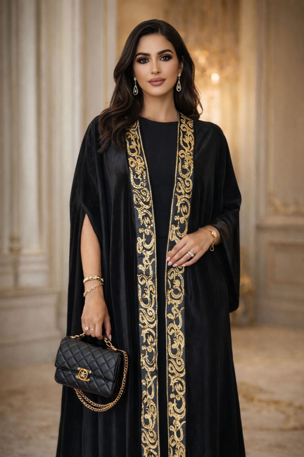 Arabic Calligraphy Velvet Abaya
