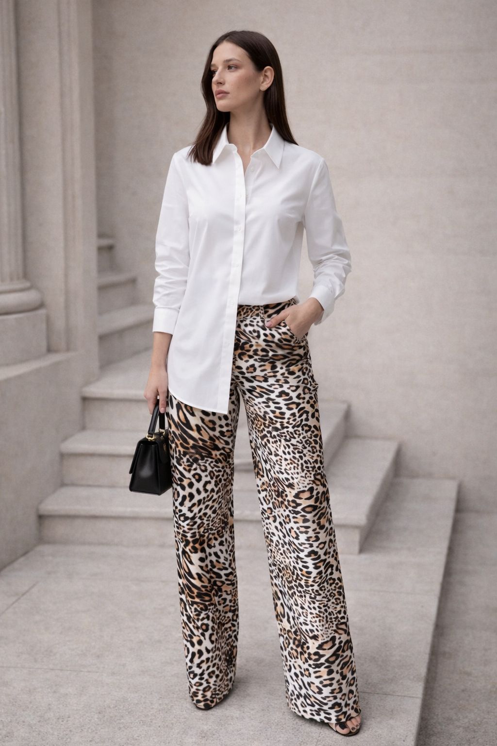 Tiger Print Gabardine Pants