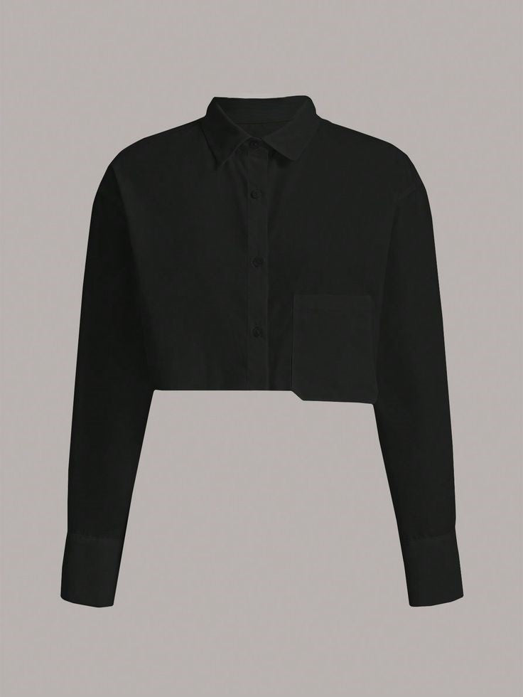 Cropped Pocket Shirt In Black