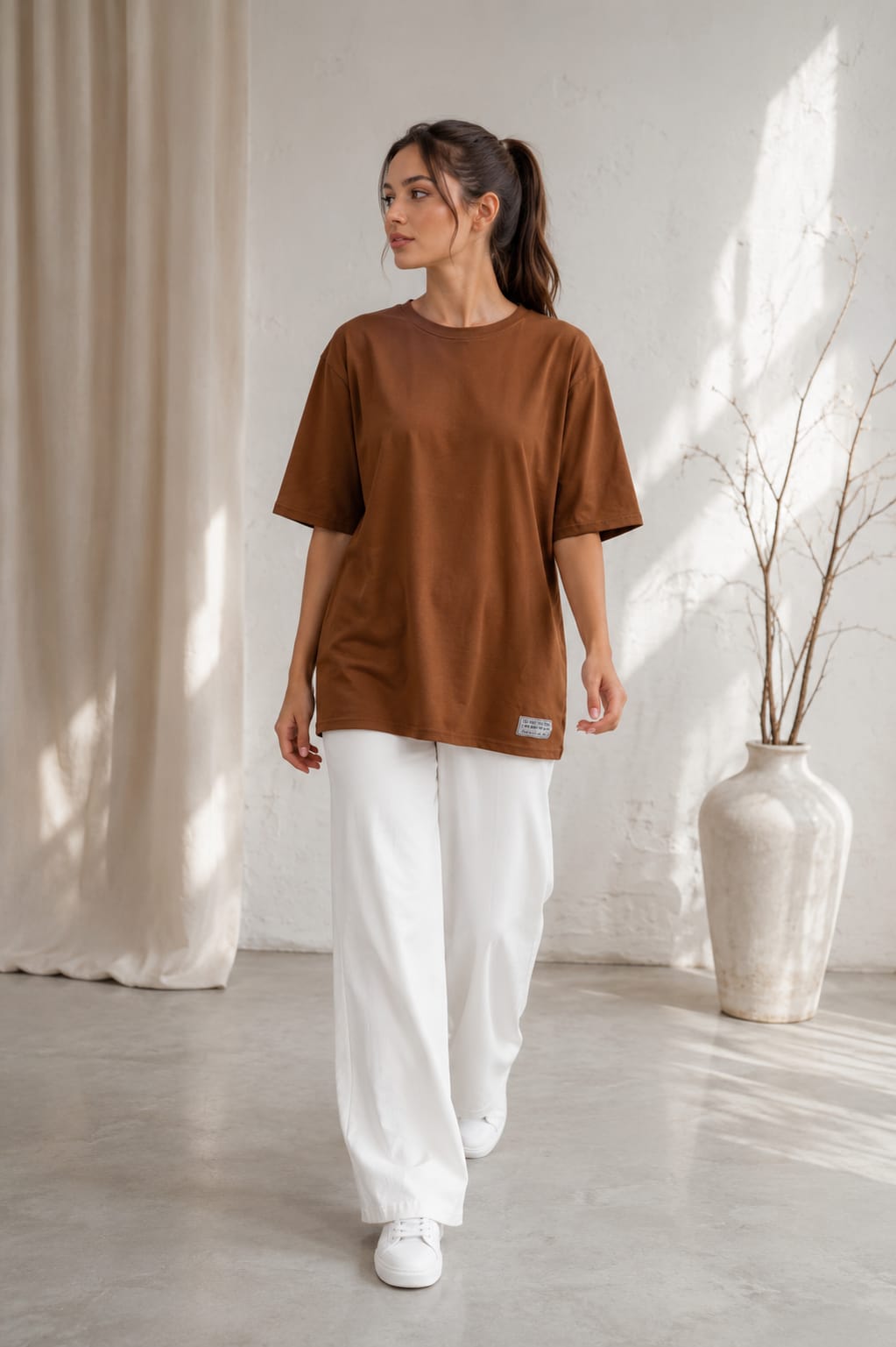 Cotton T-Shirt With Patch | Brown