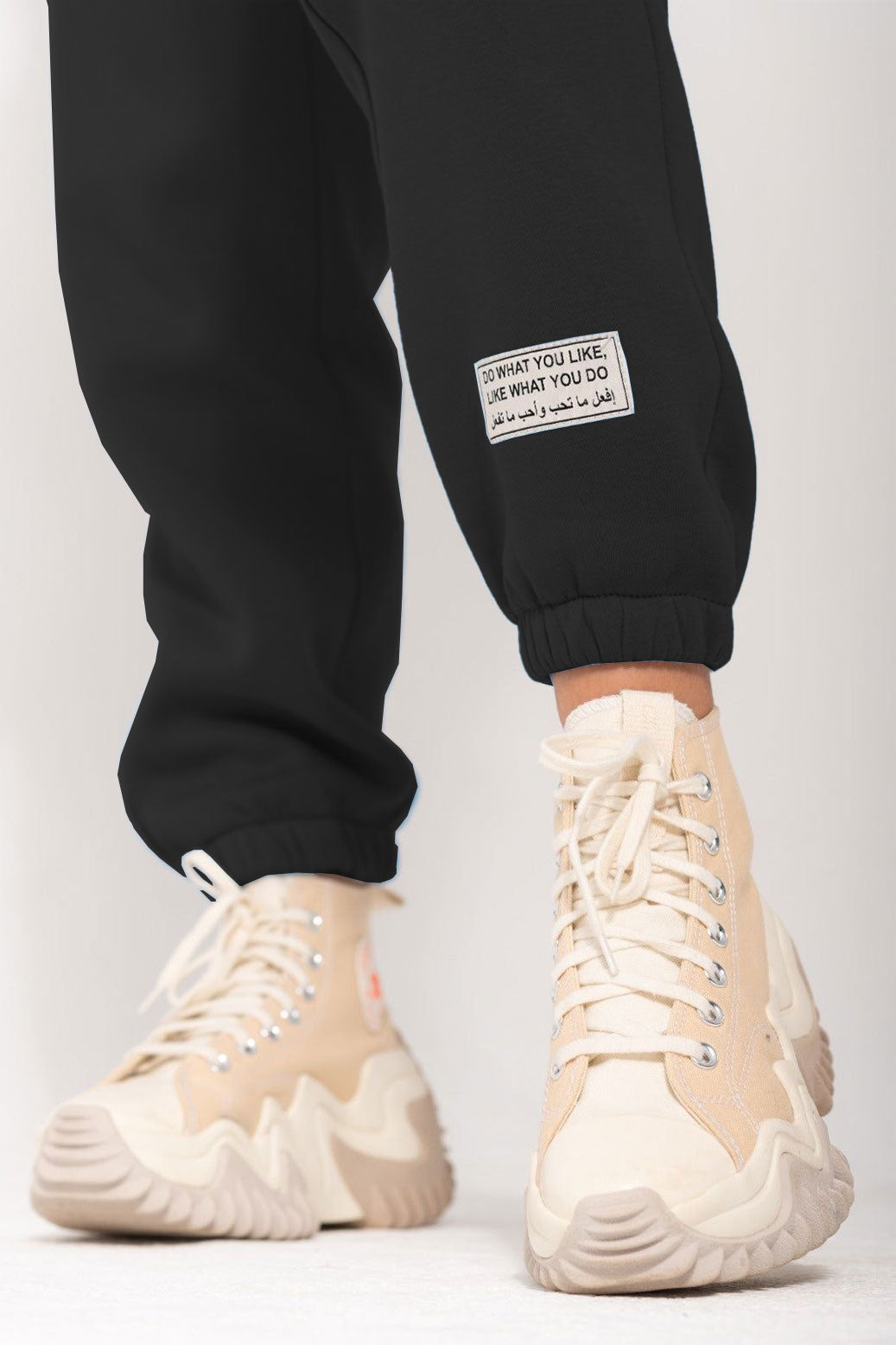 Basic Melton Hoodie Set In Black