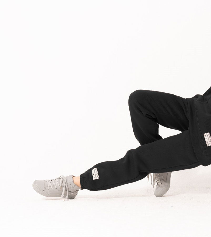 Patched Black Joggers