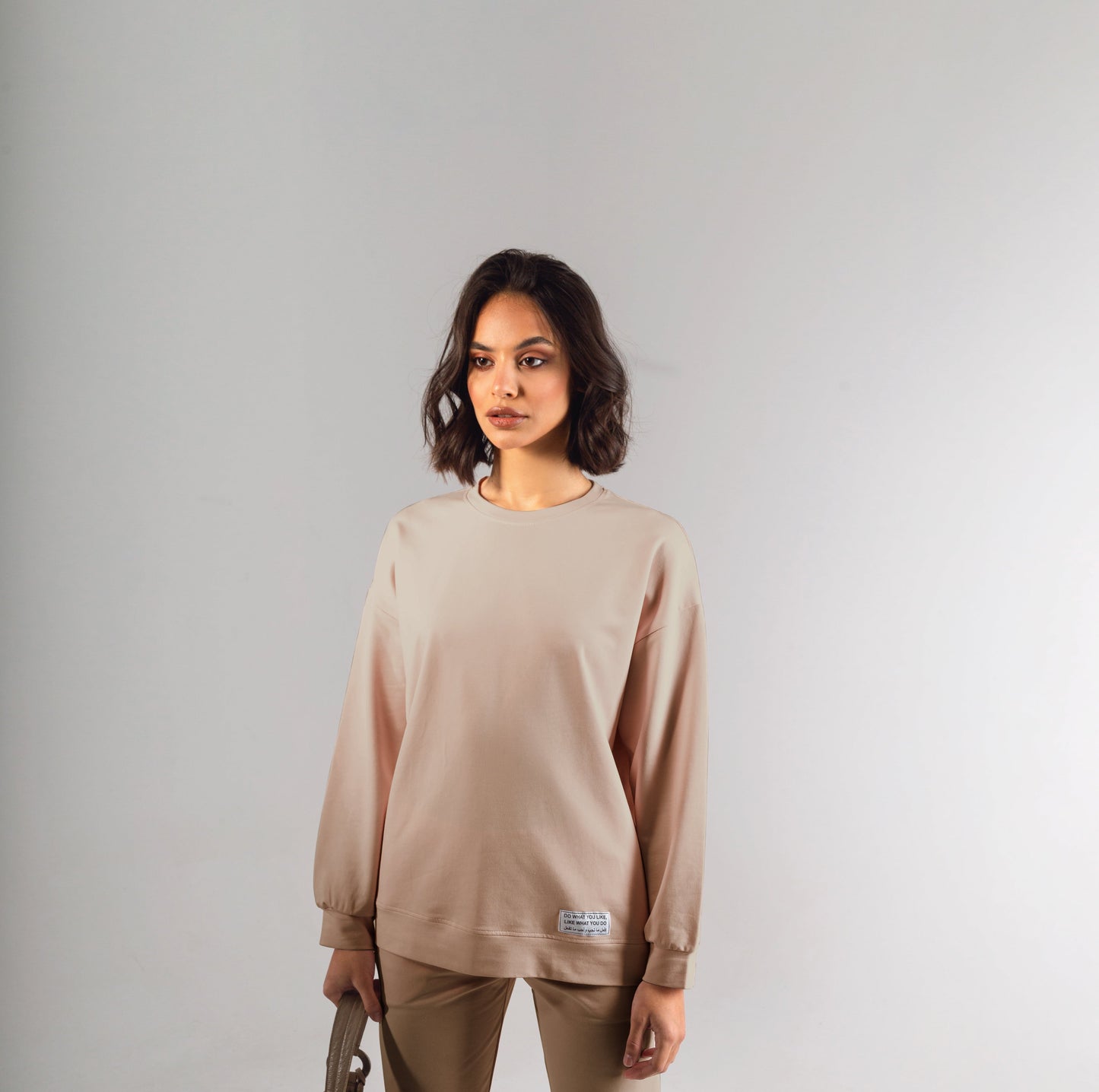 Basic Everyday Top With Patch| Beige