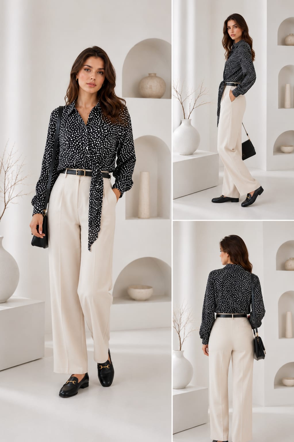Polka dots wrap shirt