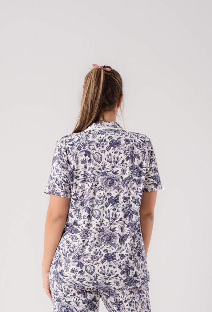 Floral Pajama Top In Navy