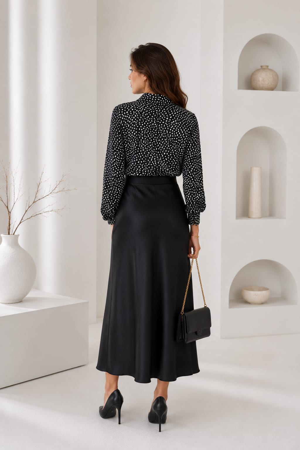 Polka dots wrap shirt