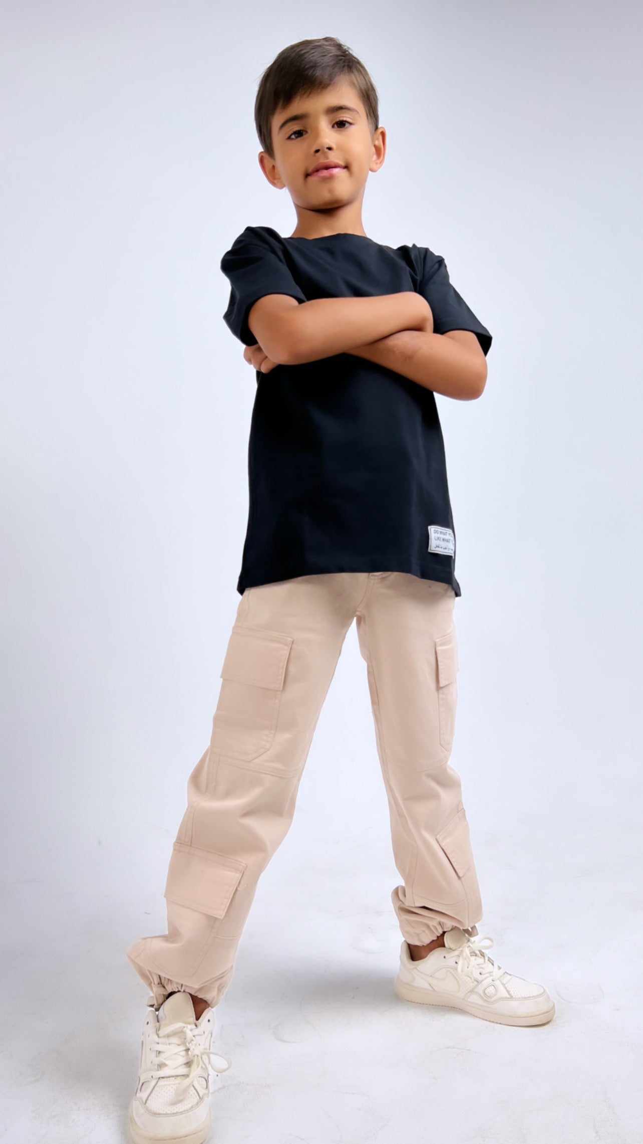 Beige Kids Cargo Pants