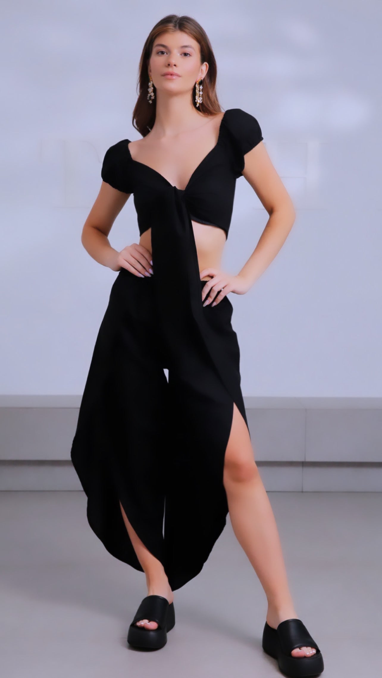 Linen Split Pants Beach Set