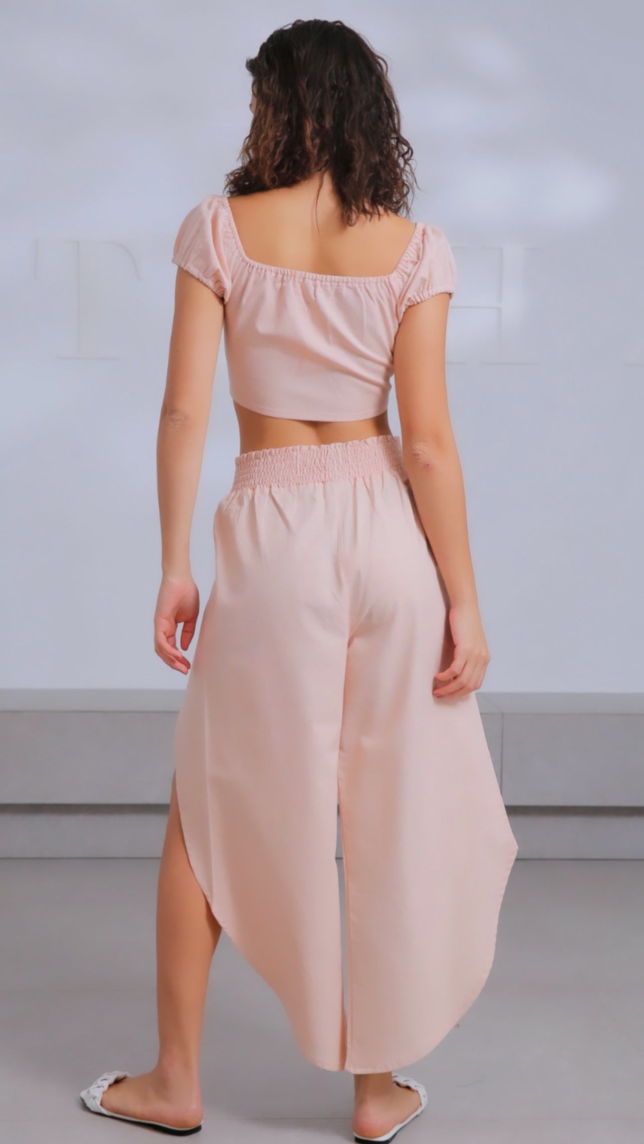 Linen Split Pants Beach Set