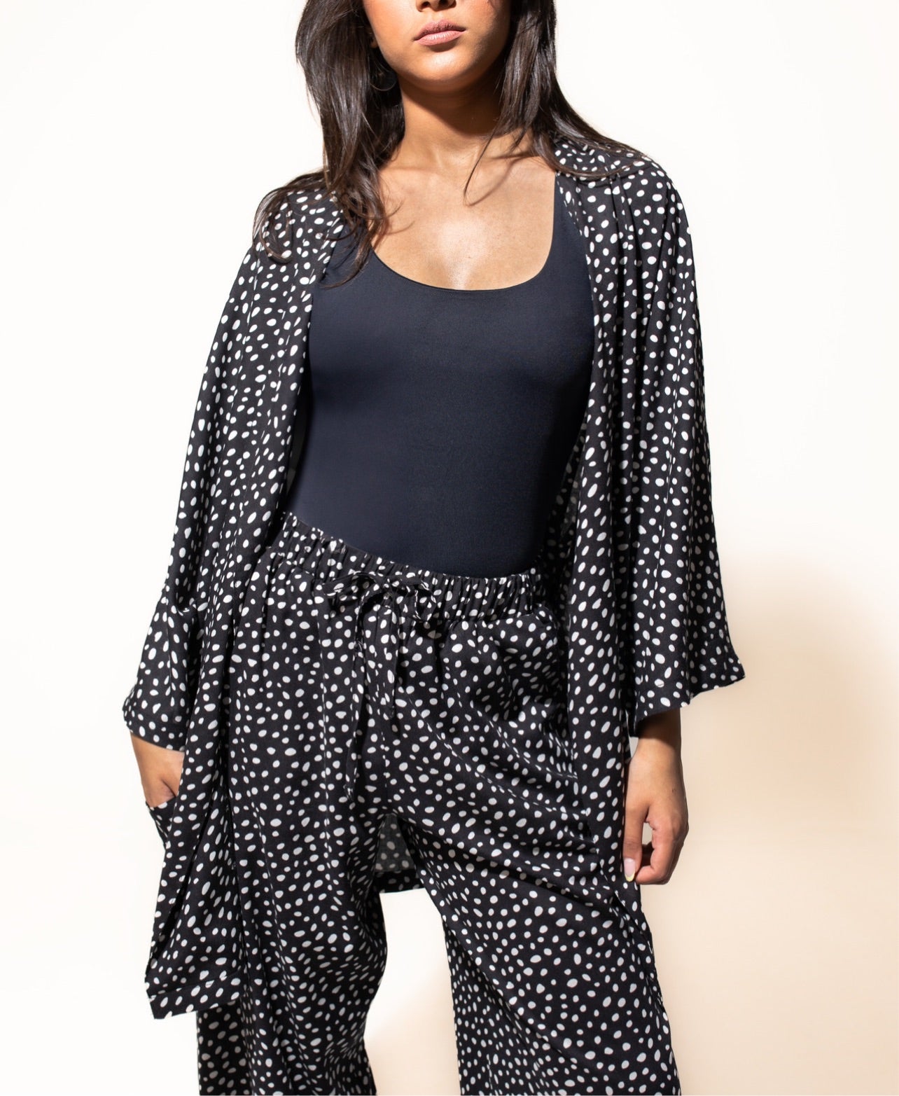Printed Kimono Set In Black