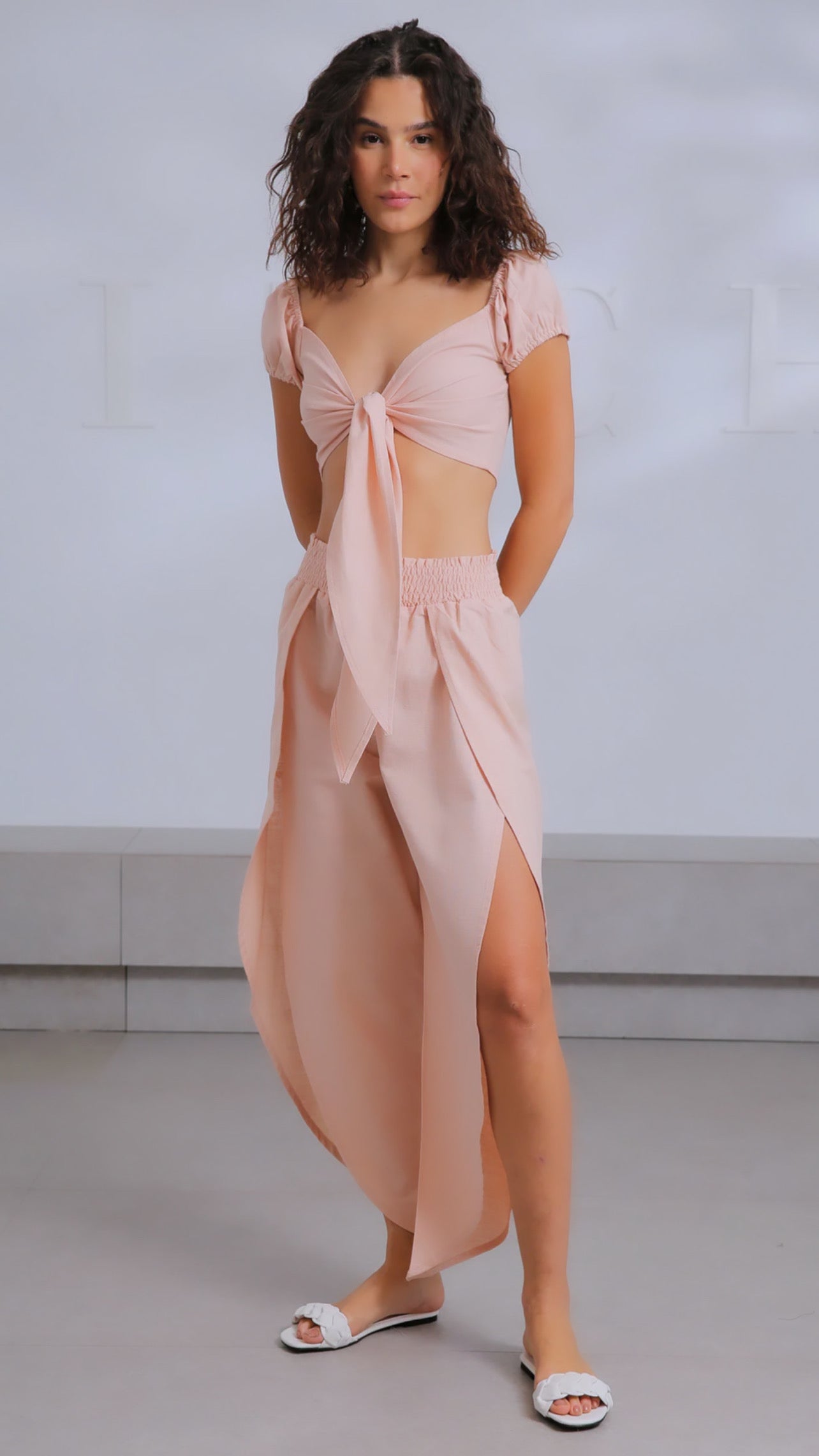 Linen Split Pants Beach Set