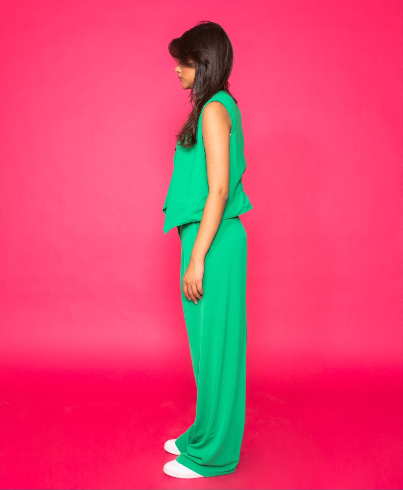 Reversed Waistband Pants in Green