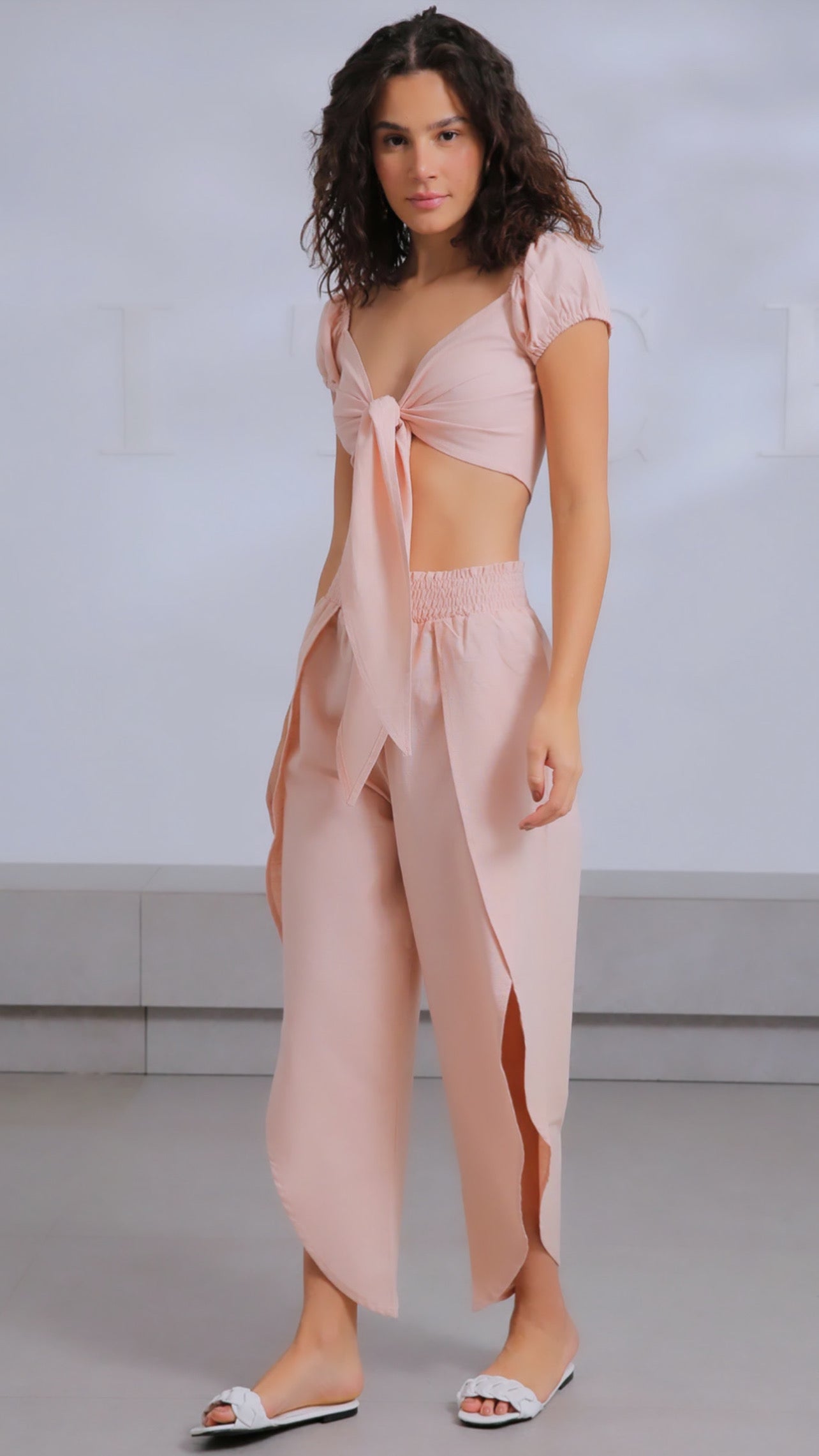 Linen Split Pants Beach Set