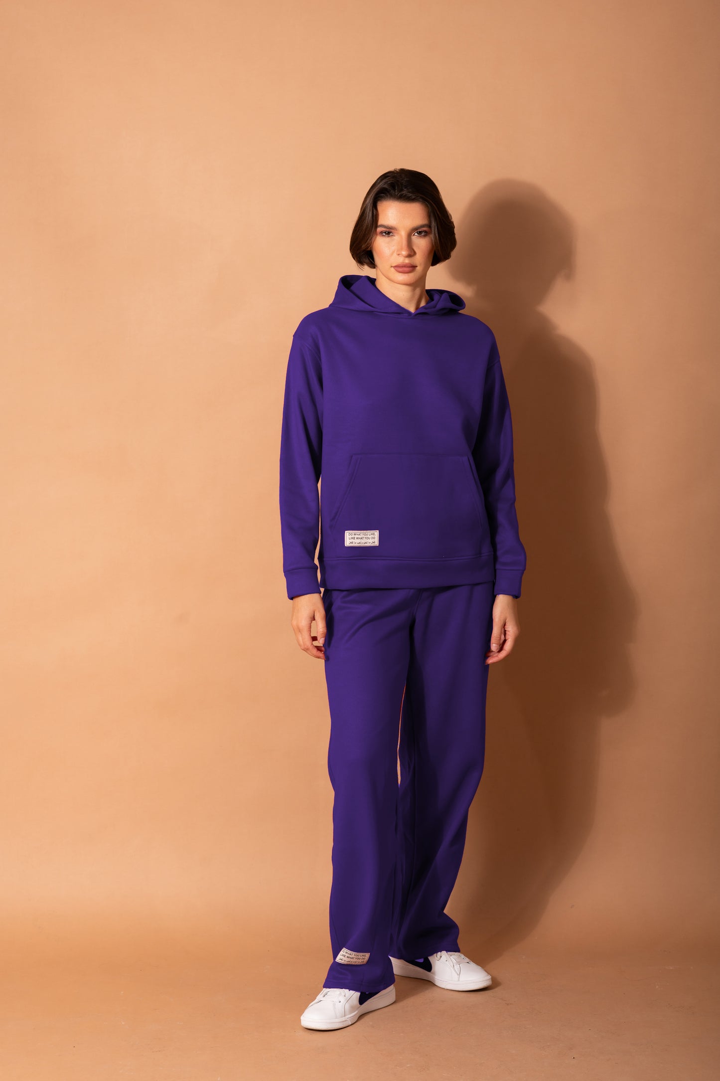 Wide Leg Fleece Set In Purple