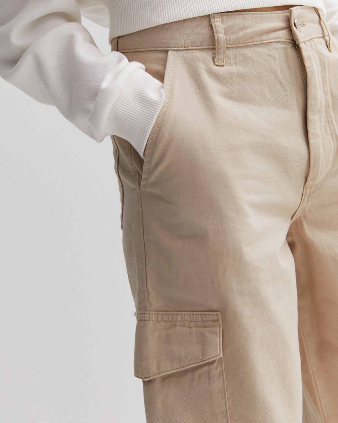 Beige Kids Cargo Pants