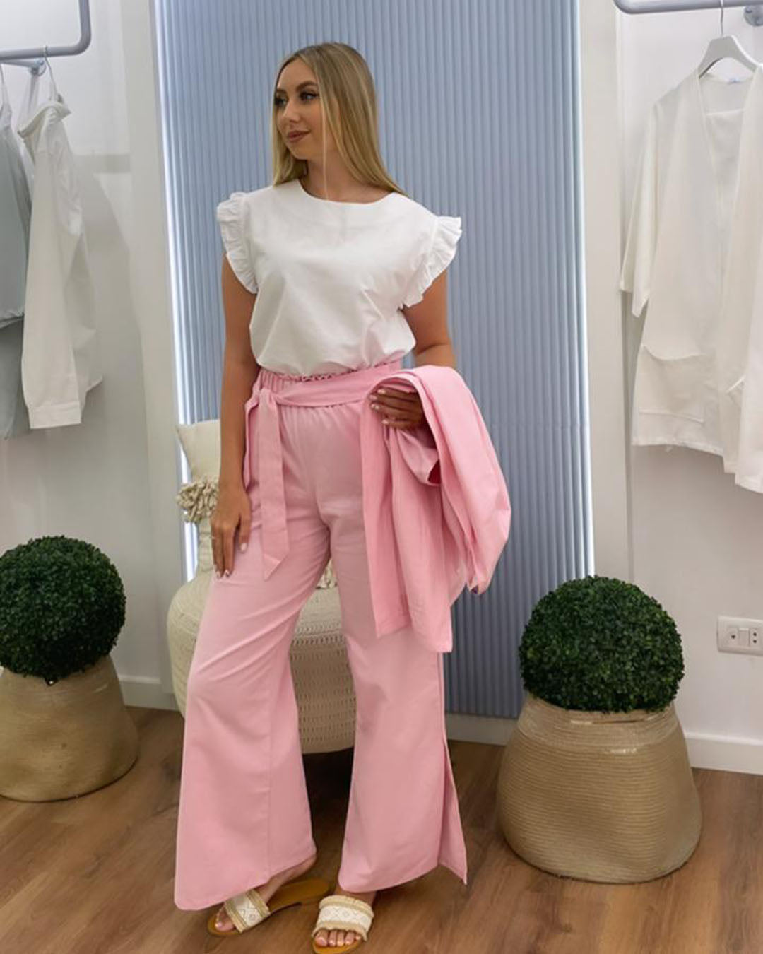 Linen Kimono Set- Pink